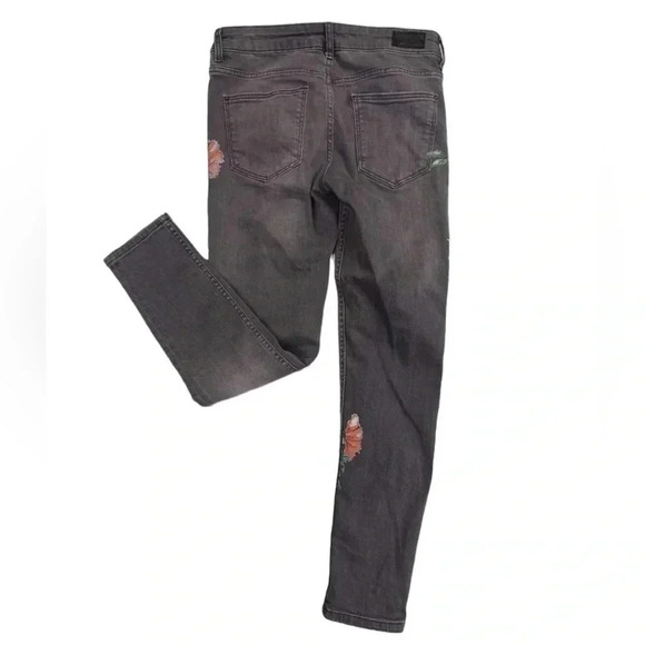 Zara Ankle Floral  Skinny Low Rise Grey Jeans Size 4 - Picture 4 of 10